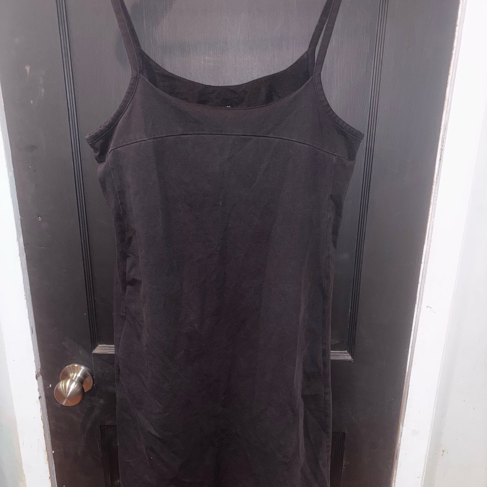 Patagonia Black Spaghetti Strap Slip Dress Built in Bra Stretchy Size XL